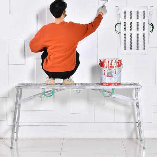 Andamio de plataforma de trabajo ajustable, escalera de acero, plataforma plegable portátil, taburete de escalera para limpieza de vehículos recreativos, paredes altas pintadas, paneles de yeso, dec