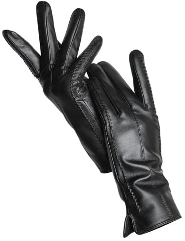 CHNNO1 Damen-Handschuhe aus Schaffell, warm, Samt, kurz, dünn, Touchscreen, Farbe (Dunkelblau, Größe XL)