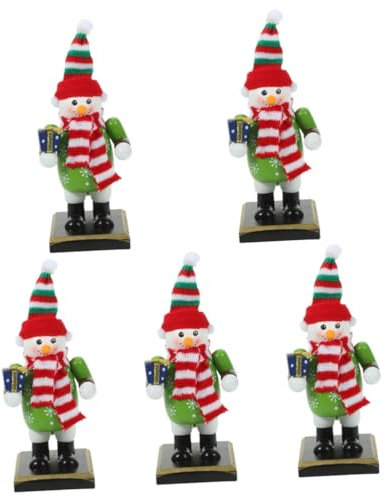 Cabilock 5 Piezas Cascanueces de Navidad kawavy navideños decoração Nutcracker muñeco de Nieve Guirnalda de Navidad Cascanueces de Madera de Navidad Adorno de Mesa de Navidad