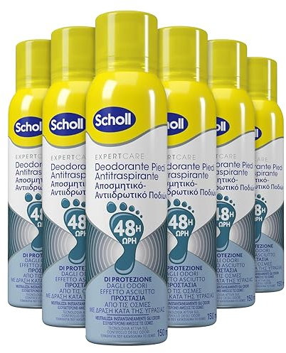 Scholl ExpertCare, Deodorante Spray Piedi Antiodore, Elimina e Protegge dai Cattivi Odori per 48h, Sensazione di Freschezza a Lungo, 3 Flaconi da 150 ml