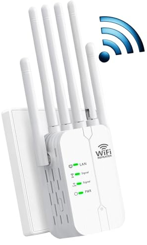 Amplificador Señal WiFi Repetidor de WiFi para Casa, Extensor Wi-Fi con 6 Antenas de Alta Ganancia, Amplificador Wi-Fi Puerto LAN, WPS, 4 Modo, Extensor WiFi Compatible con Todos los Routers (610)