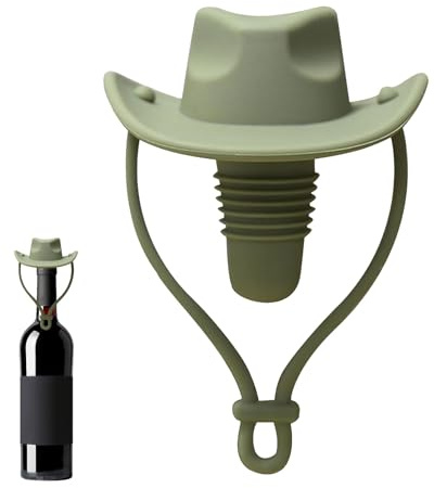 Cowboy Hat Wine Stoppers, Funny Silicone Wine Stopper Decorative Wine Sealer Bottle Caps, Cute Kitchen Gadgets Wine Accessories Tools for Beer, Champagne,Bottles (Green)