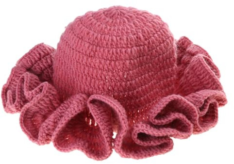 Sombrero de pescador de ganchillo con borde de grillete, Rosa., Talla única
