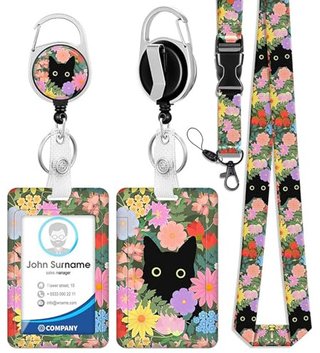 MLPKOI Cordino Porta Badge, Porta Badge da Collo, Portabadge con Retrattile Badge Bobina Moschettone Clip e Staccabile Cinturino Cordino Rigido, per Donne, Insegnanti, Infermieri, Dottore, Studente