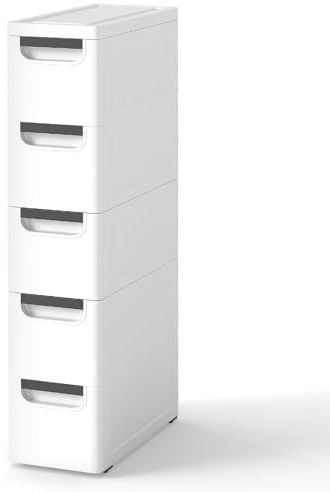 ANYVOYAGE Slim Mobile Storage Cabinet with Wheels – Narrow 3/4/5-Drawer Organizer for Bathroom, Bedroom & Entryway (5-drawer)