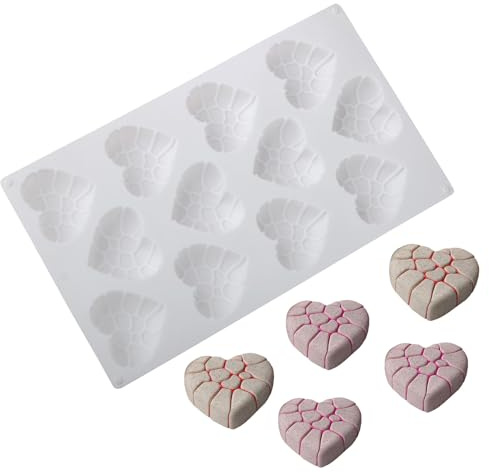 Moule en silicone pour cupcakes – Moules à gâteaux en silicone – Outils de cuisson en forme de cœur craquelé anti-adhésif réutilisable – Gadgets de cuisine pour chocolat, brownie, mousse, tarte, pain