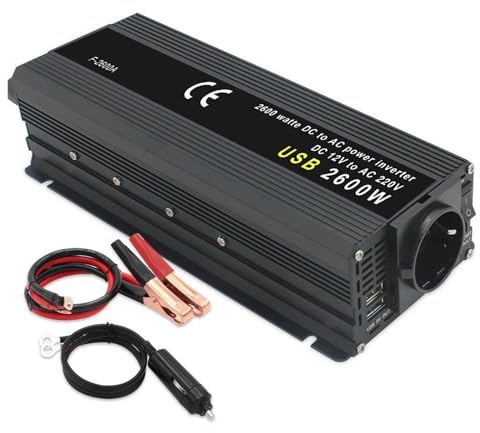 Convertisseur Puissance 12V 220V 500W 1500W 2000W 2600W 3000W Prise UE Onduleur Automatique 12 V Transformateur 12 V 220 V Onduleur Solaire Voiture Onduleur Puissance(12V 220V 2600W)