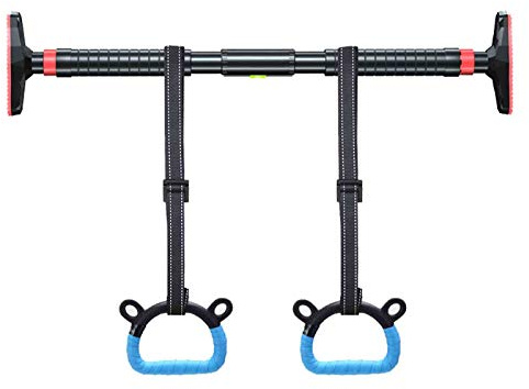 FBHappiness Pull-Up Bars Portable Steel Horizontal Bar, 115-145cm/45.2-57in Door Corridor Chin Up Bar, Hoist Ring Resistance Belt Swing Suspension Equipment, Load 300kg/661ib