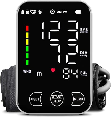 Blood Pressure Monitors CE Approved UK,Monitor Upper Arm for Home Use Machine with BP Cuff LED Display Heart Rate Detection 2x120 Records Large Display