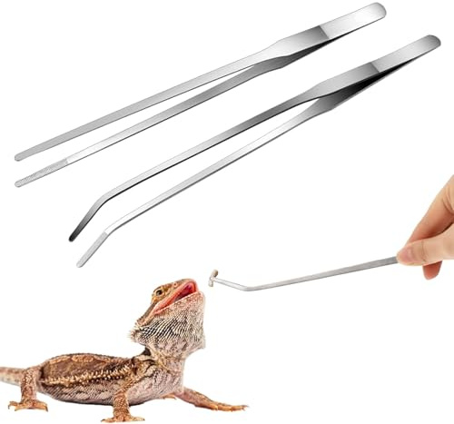 2 Stück Lange Pinzette Set, 27cm Gerade Pinzette Und Gebogene et Lang,Reptilien Zubehör Futterpinzette Aus Edelstah Schützende Für Reptilien Wasserpflanze