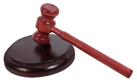 STOBAZA Martillo de Juez de Madera con Base Agarre Cómodo y Bloque Sonido Vintage para y Corte Resistente para Abogados y Jueces