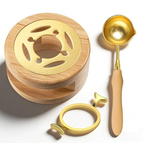 Wachssiegelwärmer, 3-Teilig Siegelwachs Set Wachssiegel Stempel Set mit Schmelzlöffel Wachssiegel Wärmer Wachs Stempel mit Metall Wachs Siegel Formen für Hochzeitseinladungen Vintage-Briefe