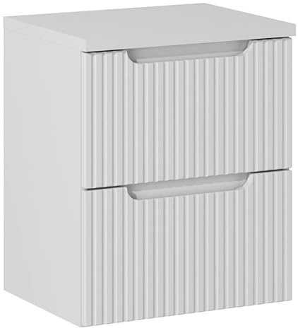 Deconation Ensemble Meuble Vasque 2 Tiroirs Et Plateau Blanc L 50 X P 40 X H 59,5 Cm - Astral Blanc