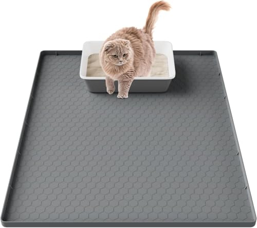 80x56cm Katzenklo Matte, Silikon Katzenstreu Matte, Wasserdicht Katzenklo Unterlage für Alle Katzen