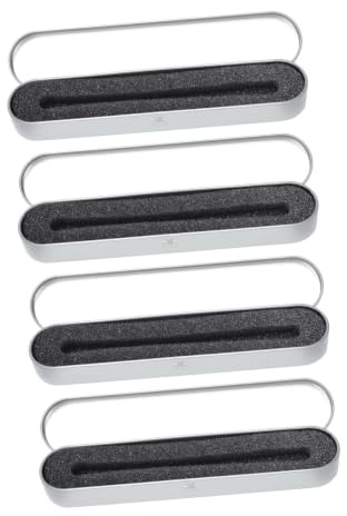Lurrose 4pcs Square Metal Pen Box Set with Sponge Lining, Tinplate Pen Holder 178x36x19mm, Protective Storage Case for Office and School Supplies
