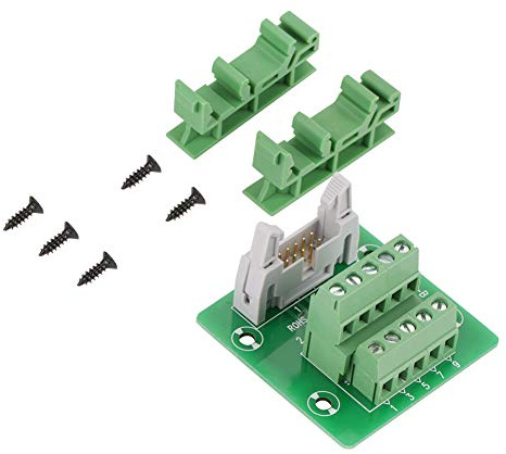 Keenso Klemmenblock-Steckverteilerleiste Breakout-Leiterplatte Anschlussblock-Steckverbinder IDC10P 10Pin PLC-Schnittstellenhalterung mit einfachen DIN-Schienenmontagefüßen Terminals