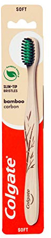 Colgate Bambus-Kohle-Zahnbürste für gründliche Reinigung und sanfte weiche Borsten | bestehend aus 100% natürlichem, biologisch abbaubarem Bambus* | rutschfester Griff