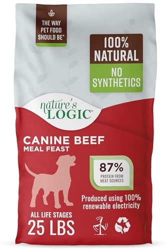 Nature's Logic Dry Dog Food - 100% Natural - No Synthetics - for All Ages, Sizes, Breeds - Free from Common Allergens, High Protein - Beef Meal Feast, 25lbs