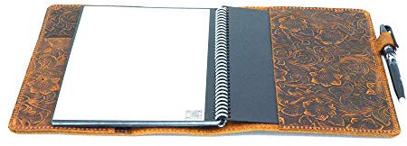 JJNUSA Kompatibel mit Rocketbook Cover Smart Business handgefertigtes Notizbuch aus echtem Leder für Everlast, Fusion, Wave Moleskin A5 Executive 22,4 x 15,2 cm, BlumeBraun