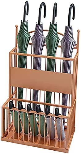 MHBGX Umbrella Stand, Household Umbrella Stand, Rectangle Umbrella Stand, Metal Umbrella Holder,Brass,25 X 35 X 65Cm