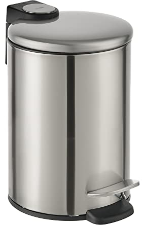 stardis - Pattumiera a pedale da 3 litri, in acciaio inox opaco, con chiusura a scomparsa, chiusura silenziosa e secchio interno, pattumiera da bagno, adatta per cosmetici, colore: acciaio opaco