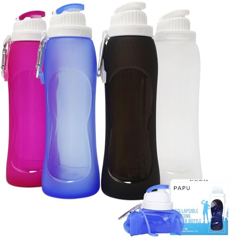 PAPU Gourde anti-fuite ultra-légère de 500 ml - Bouteille d'eau pliable sans BPA - Pour le sport, le cyclisme, le fitness et les activités de plein air - Bleu