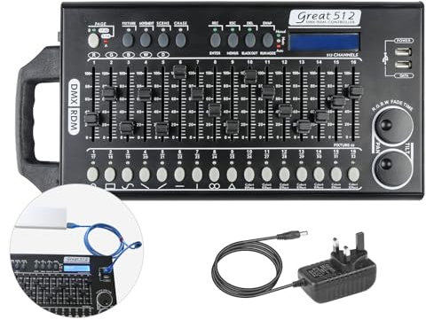 Dmx 512 Stage Light Controller, Controlador de Luces Para Dj, Dmx Light Board Dj Light Controller, 512 Channel Dmx Lights Controller with More Built-in Program and RDM Dip Switch Function