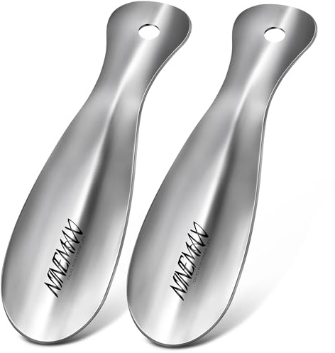 NINEMAX Calzascarpe Metallo Corto, Calza Scarpe Piccolo Da Viaggio, 19cm Calzante in Acciaio Inox Resistente (2 Pezzi)