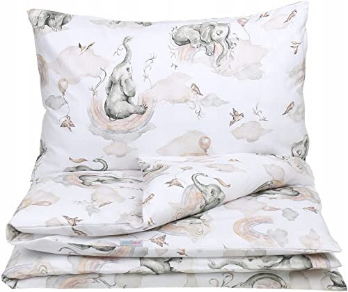 Babymam Baby 2pc Bedding Set Cotton Pillow Case Duvet Cover 135x100 Elephant on cloud