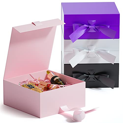 GIFTSAY Geschenkbox mit Deckel 18 x18 x7,5 cm, Geschenkbox Klein für Geburtstag, Hochzeit, Partei Geschenkboxen (Magnetische,Rosa)