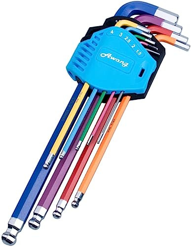 Awang 9 llaves Allen llaves hexagonales 1,5-10 mm y llaves Torx | Juego de llaves hexagonal y Torx Llave hexagonal Torx de acero al cromo-vanadio para reparación de bicicletas, etc