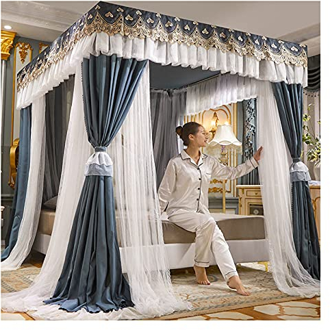 Bettvorhang, Himmelbett, Moskitonetz, doppellagig, Prinzessinnen-Vorhänge, Baldachin für Mädchen, Einzel-/Kingsize-Bett mit Rahmen (Größe: 1,8 x 2 m/5,9 x 6,6 Fuß)