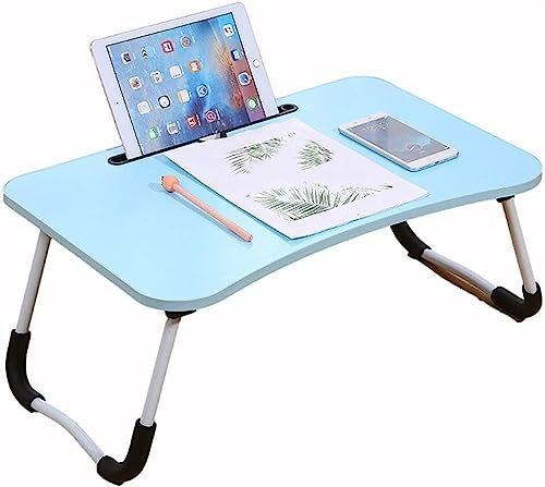Lap Desk Fällbart ställ Multifunktionsplatta med frukostbricka for att äta, bärbar dator Läsa Skriva på soffan (Color : Blu)