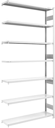 hofe | Schwerlast-Steckregal | grau | beidseitig | Regalhöhe 3000 mm | 7 Böden | Anbauregal | BxT 1300 x 400 mm