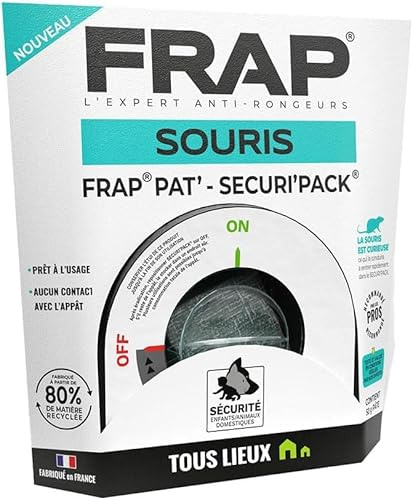 FRAP Pat’ SECURI’Pack – Innovation Anti-Souris – Poste d’Appâtage Sécurisé avec 50g de Pâte Intégrée – Réutilisable, Prêt à l’Emploi – sans Contact – 80% Matière Recyclée – Fabriqué en France