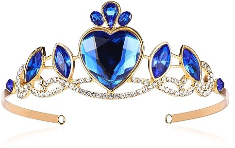 hengkaixuan Prinzessin Tiara Acryl Krone Blau-Isla Kristall Tiara Mädchen Kinder Krone Sparkly Strass Tiara Stirnband Kopfschmuck Schmuck für Frauen Mädchen Geburtstag Party Haarschmuck