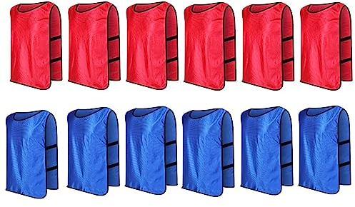 Knadgbft 12er-Pack Völkerball-Spielwesten Fußball-Übungstrikots Trainingsweste für Erwachsene für Indoor-Outdoor-Spielplatz XL