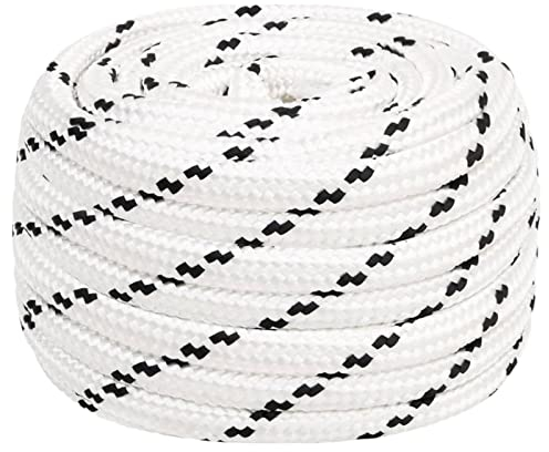 LAPOOH Bootsseil, Seilzugsystem Sonnensegel, Wäscheleine, Tau Seil, Fahnenseil, Aufnahme Seil, Fahnenmast Seil, Geflochten Weiß 16 mmx50 m Polyester