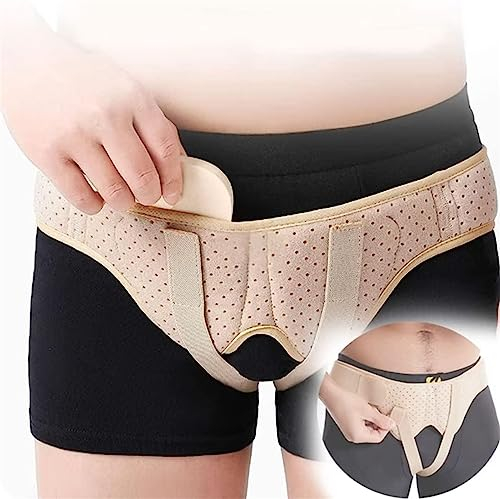Herniengürtel für Männer, Hernien-Stützbandage für einzelne/doppelte Leisten- oder Sporthernien, Verstellbarer Hüftgurt mit 2 abnehmbaren Kompressionspolstern,XL