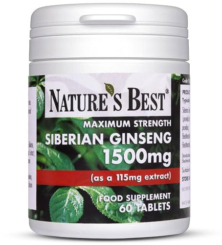 Nature's Best Siberian Ginseng 1500mg - Highly Researched Adaptogen - UK Made - 60 Tablets (2 Months' Supply)