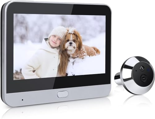 TKSTAR Türspion Überwachungs-Kamera Funk WLAN WiFi Handyübertragung mit APP Handy Aufzeichnung + Bewegungsmelder Nachtsicht mit 5000mAh Akku + 4.3 Display Monitor