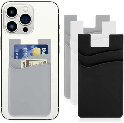 Mabor 3 soportes para tarjetas de teléfono, bolsillo para teléfono, cartera para teléfono móvil, se adapta a todos los smartphones, fuerte adherencia, tarjetero para la parte posterior del teléfono,