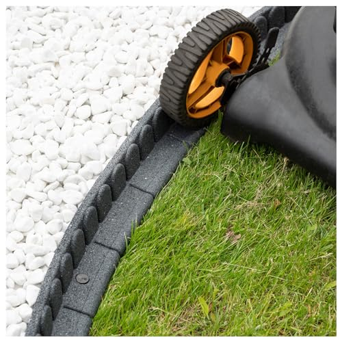 e-floor Rasenkante 120 x 7 x 8 cm | Flexible Beetein fassung | Beetumrandung Garten | Mähkante Raseneinfassung | Steinmotiv | grau