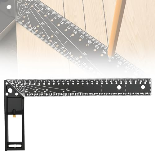 Nexoria Multi-Winkel-Messlineal, 30cm Winkelmesser Metall Zimmermannswinkel Anschlagwinkel Metall Universelles Multi-Winkel-präzises Messlineal Anti-Fall-Messlehre für Messen Zeichnen