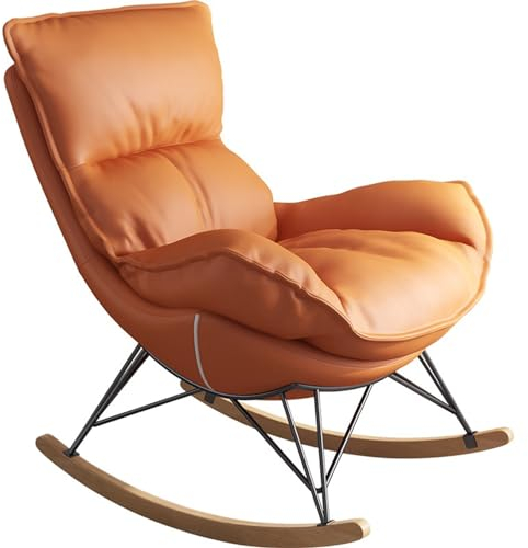 HARELA Schaukelstuhl Outdoor, Relaxliege, Schaukelstuhl Wohnzimmer Moderner Schlafzimmer, Modern Schwingsessel Bequem Sessel, für Schlafzimmer, Wohnzimmer, Balkon, Outdoor(Color:Orange)