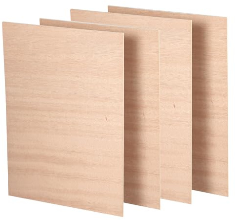 ATOMSTACK Lot de 4 contreplaqué noyer rouge 297 x 215 mm, panneaux de contreplaqué laser en bois de 3 mm, plaques de contreplaqué pour bricolage, gravure laser, coupe, pyrogravure, routeur CNC,