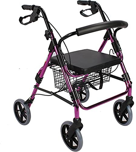 Rollatoren Rollator mit 4 Rädern Gehhilfe für Senioren und Fußgänger Faltbare und höhenverstellbare Gehhilfe mit Korb und gepolstertem Sitz