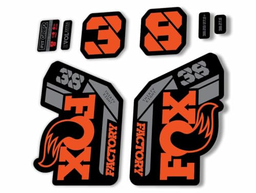 Gabel-Ersatzaufkleber, kompatibel mit Fox 38 Serie 2021, Orange / Grau (matt)