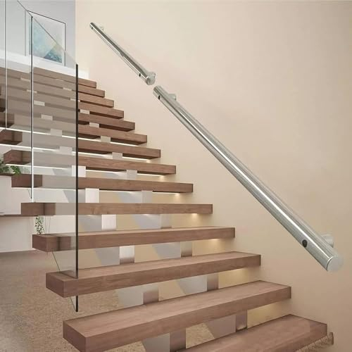 LQSYBHD Wandhandlauf Wandhalter Wand Treppe Gebürsteter Edelstahl, 50-140cm Sicherheits-Treppengeländer Innen, Handlauf Geländer Treppe, Rohrhandlauf-Haltegriff für Den Haushalt(Size:100cm/3.28ft)