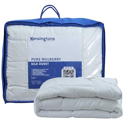 KENSINGTONS LUXURY BEDDING Ultimate 100% Pure Mulberry Silk Filled Duvet Beds & All Season Togs (10.5 Tog, Double)